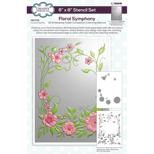 Creative Expressions Companion Colouring Stencil Floral Symphony (2pcs) (CEST176)