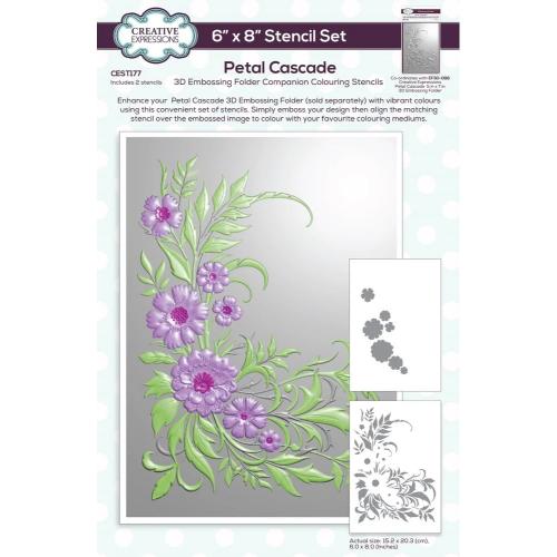 Creative Expressions Companion Colouring Stencil Petal Cascade (2pcs) (CEST177)