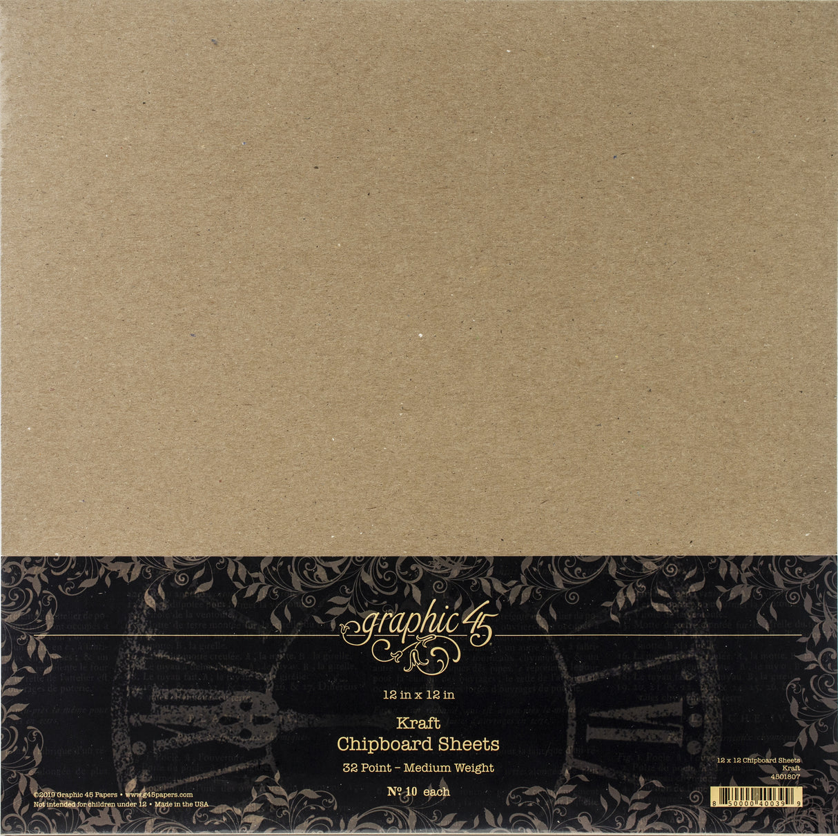 Graphic 45 Staples Chipboard 12"X12" 10/Pkg Kraft