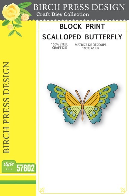 Birch Press Design Block Print Scalloped Butterfly