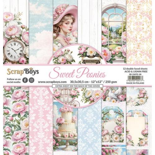 ScrapBoys Sweet Peonies 12x12 Inch Paper Pad (SB-SWPE-08)