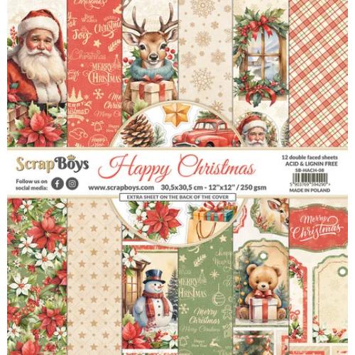 ScrapBoys Happy Christmas 12x12 Inch Paper Pad (SB-HACH-08)