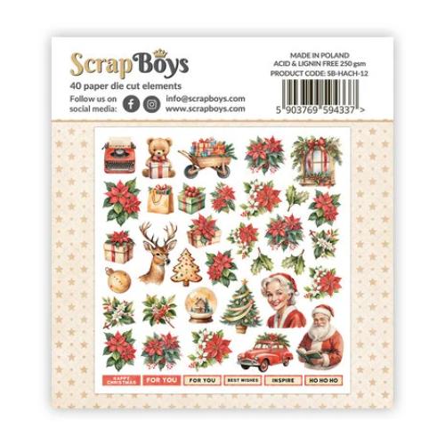 ScrapBoys Happy Christmas Double Sided Die Cut Elements (40pcs) (SB-HACH-12)