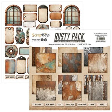 ScrapBoys Rusty Pack 12x12 Inch Paper Pad (SB-RUPA-08)