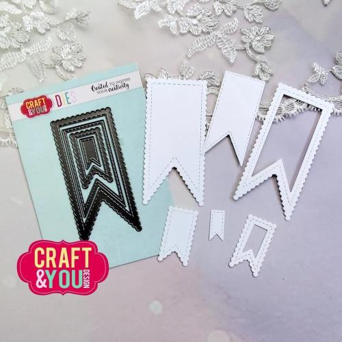 Craft & You Design Biscuit Pennants Set Dies (CW333)