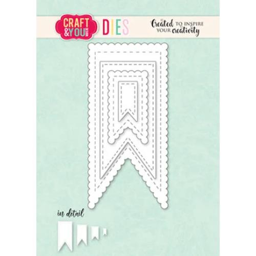 Craft & You Design Biscuit Pennants Set Dies (CW333)