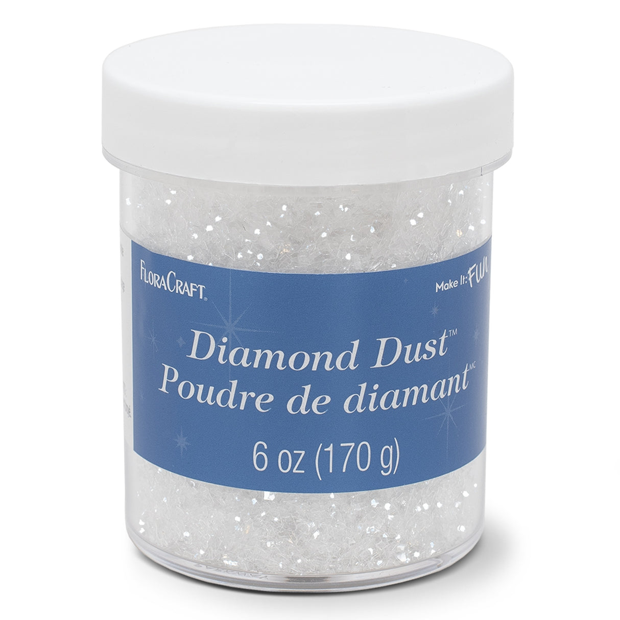 FloraCraft Diamond Dust Glitter 6oz Clear Glass