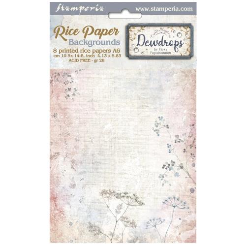 Stamperia Create Happiness Dewdrops A6 Rice Paper Backgrounds (8pcs) (DFSAK6034)