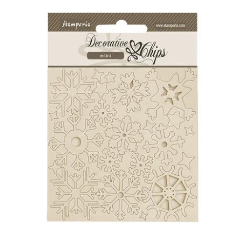 Stamperia Create Happiness Dewdrops Decorative Chips Snowflakes (SCB248)