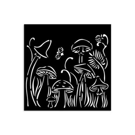 Stamperia Thick stencil cm 12X12 - Hidden Grove mushrooms KSTDS31