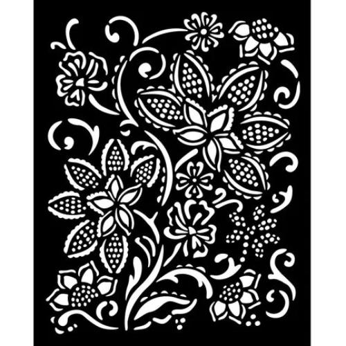 Stamperia Timeless Thick Stencil 20x25cm Batik Flowers (KSTD180)