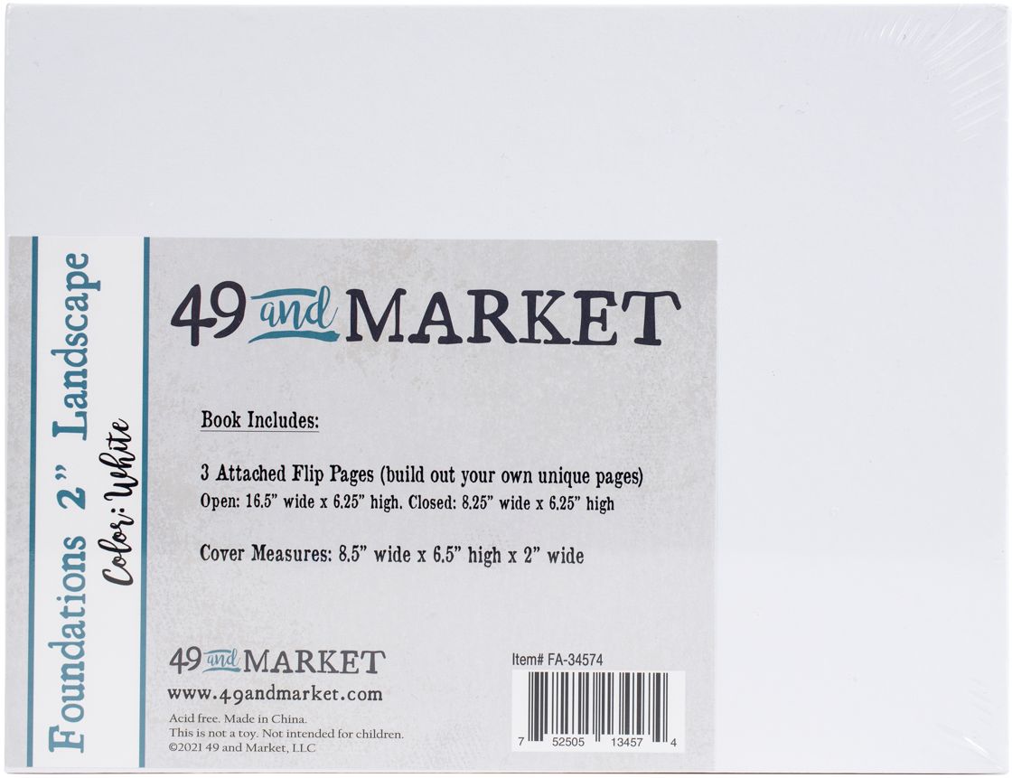 49 And Market Foundations 2" Landscape Album 6.5"X8.5" White