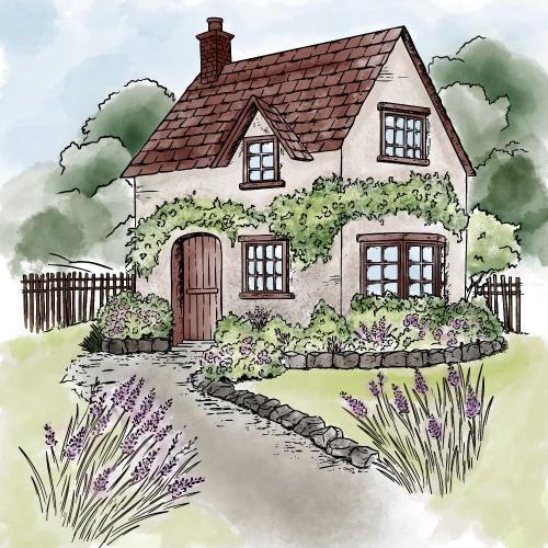 Honey Bee Stamps English Cottage - 4-1/4"x5" Rubber Cling Stamp