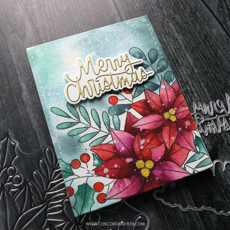 Concord & 9th Kristina Werner Winter Greenery Background Stamp and Die Bundle