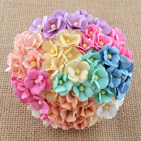 ATK 100 Mulberry Paper Regular Sweetheart Blossoms Mixed Pastel Color 15mm
