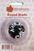 Woodware 6mm Round Brads - Black and White 40pcs