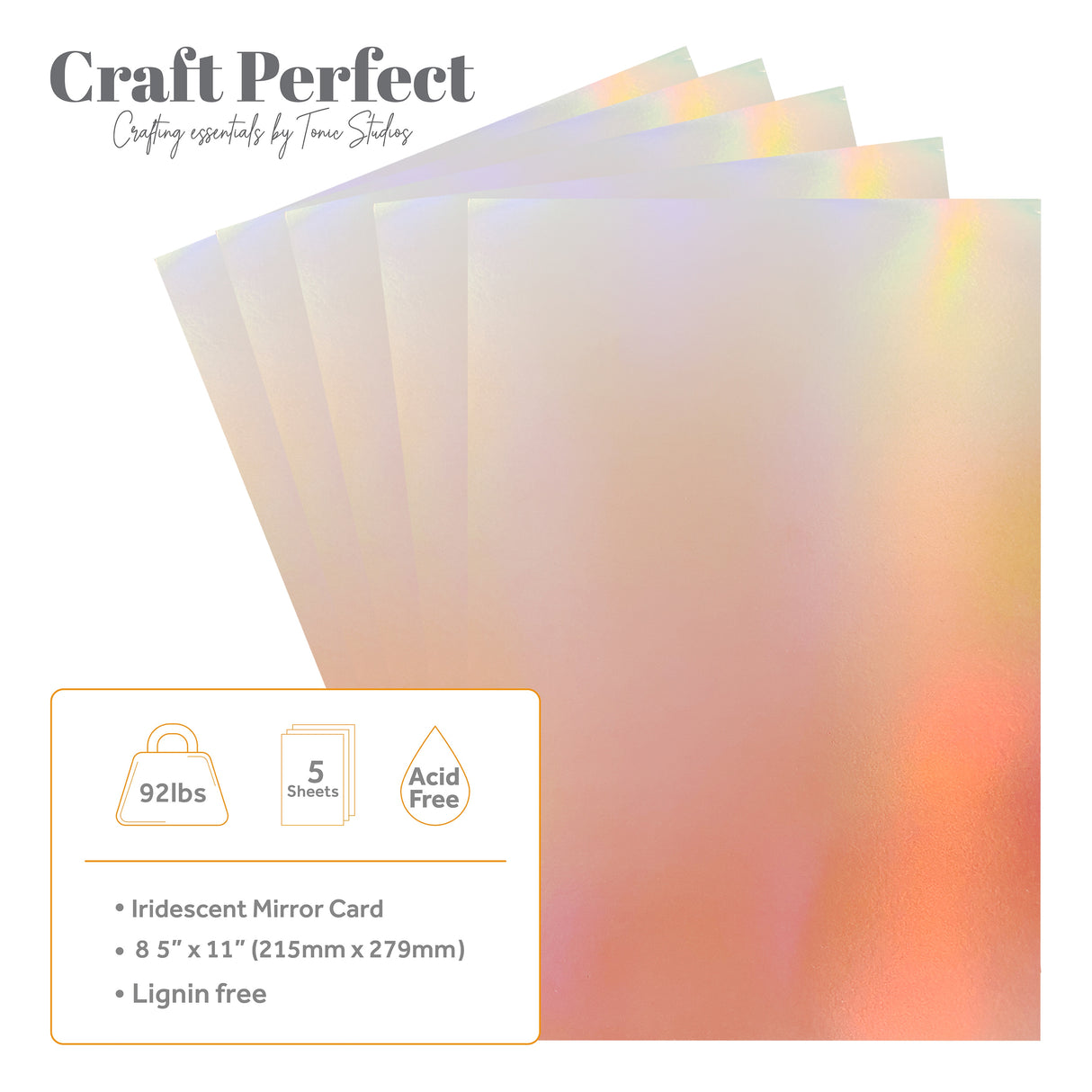 Craft Perfect Ombre Iridescent Mirror Cardstock 8.5"X11" Angel Fire