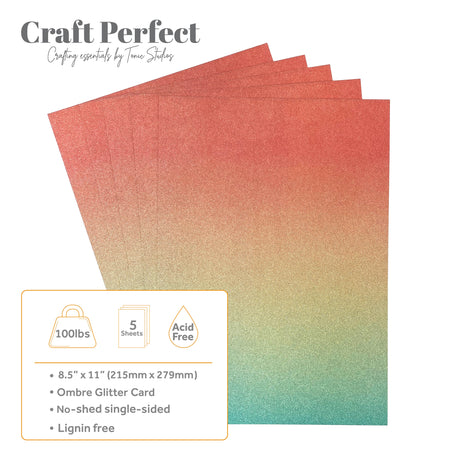 Craft Perfect Ombre Glitter Cardstock 8.5"X11" Mermaid Shimmer