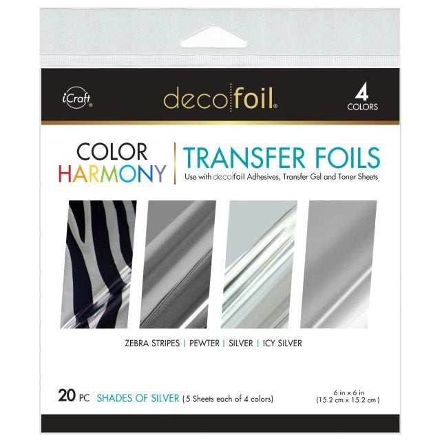 Deco Foil Harmony Foil Pack 6"X6" 20/Pkg Shades of SILVER