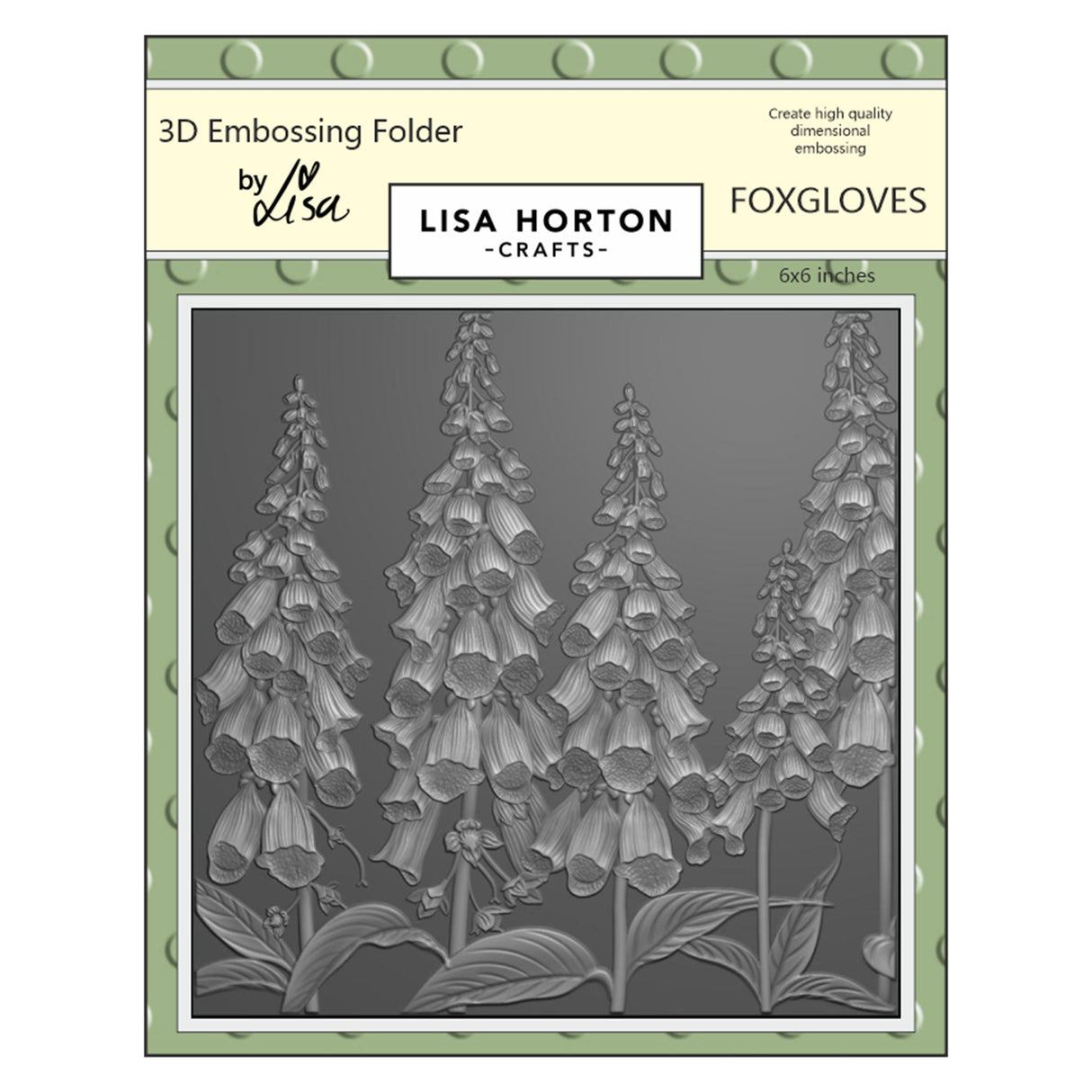 Lisa Horton Crafts Embossing Folder 6"X6" Foxgloves