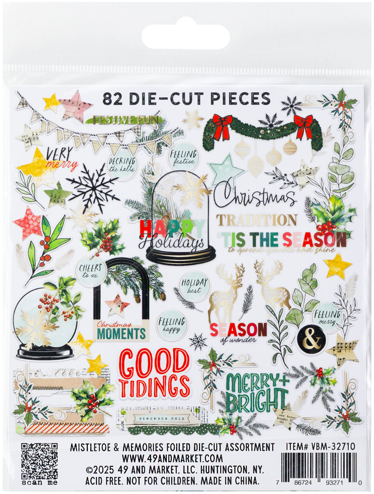 49 And Marketing Die-Cuts Foiled, Mistletoe And Memories
