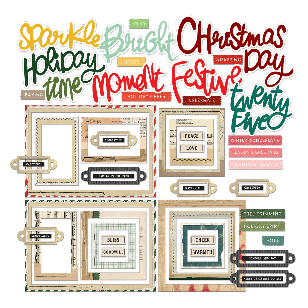 49 And Market Chipboard Set Basics, Mistletoe And Memories