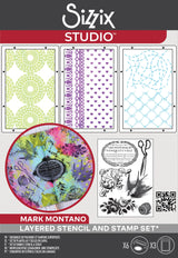 Sizzix Studio A5 Clear Stamp and Stencil Set By Mark Montano Stitches
