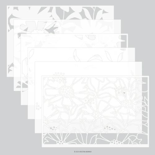 Concord & 9th Cheerful Flowers Stencil Pack (6 qty; 6 x 9)