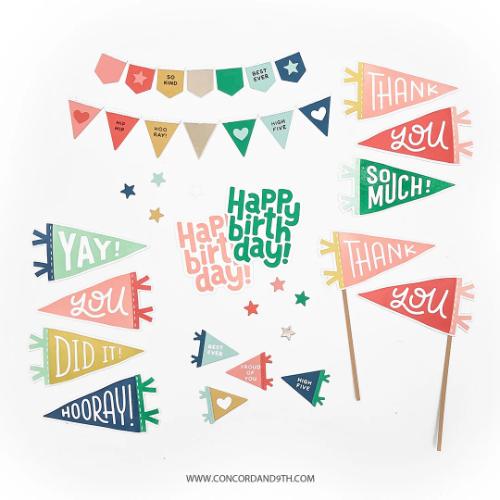 Concord & 9th Pennant Party Stamp and Die Bundle