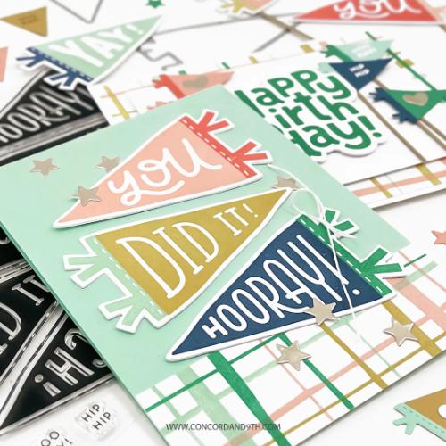 Concord & 9th Pennant Party Stamp and Die Bundle