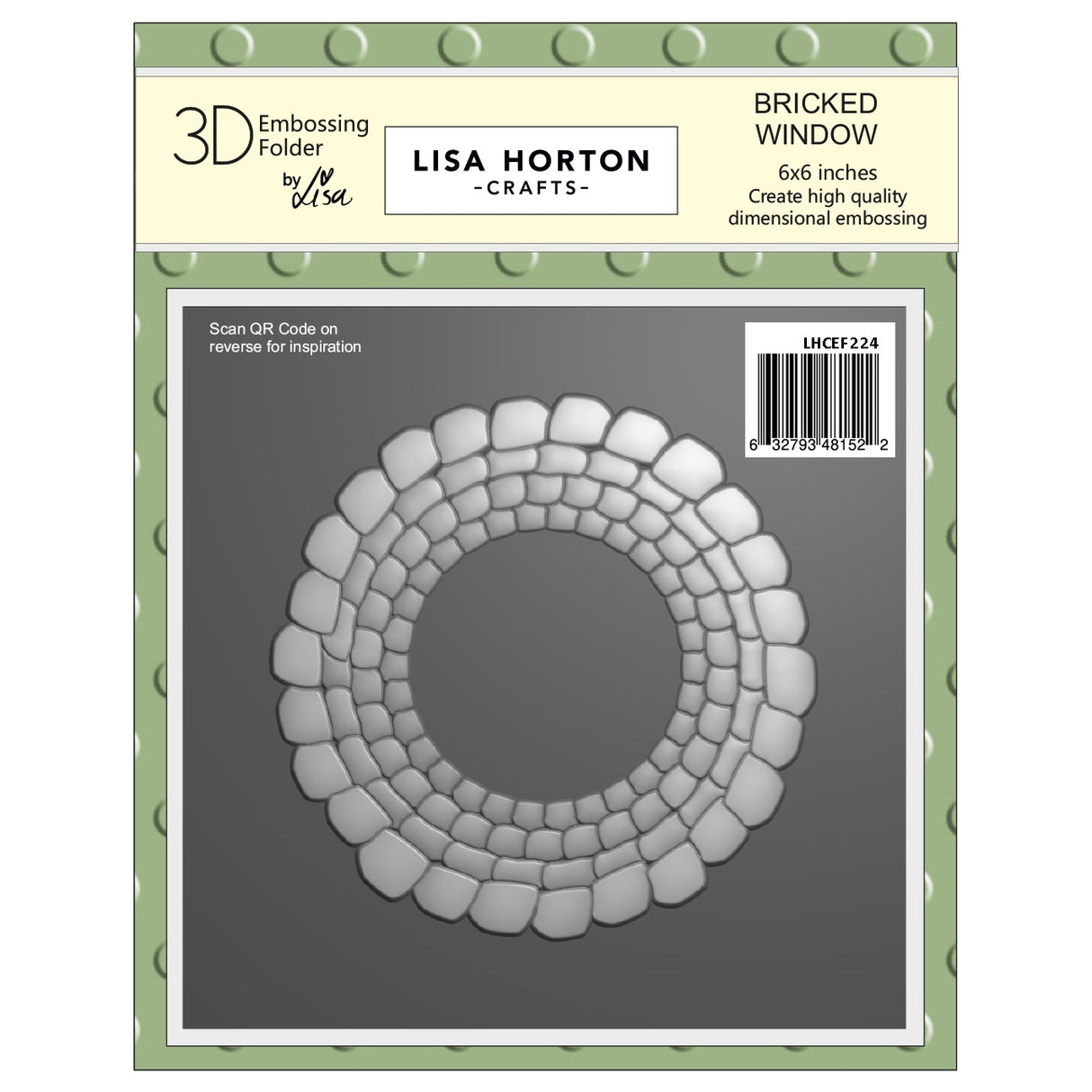 Lisa Horton Crafts 3D Embossing Folder 6"X6" Bricked Window