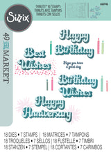 Sizzix Thinlits Die & A5 Stamp Set By 49 & Market Birthday Wishes