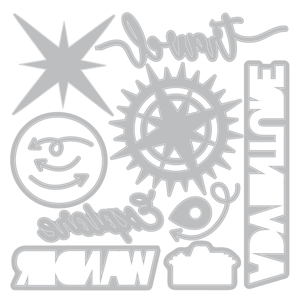 Sizzix Thinlits Die & A5 Stamp Set By 49 & Market Wanderlust Explorer