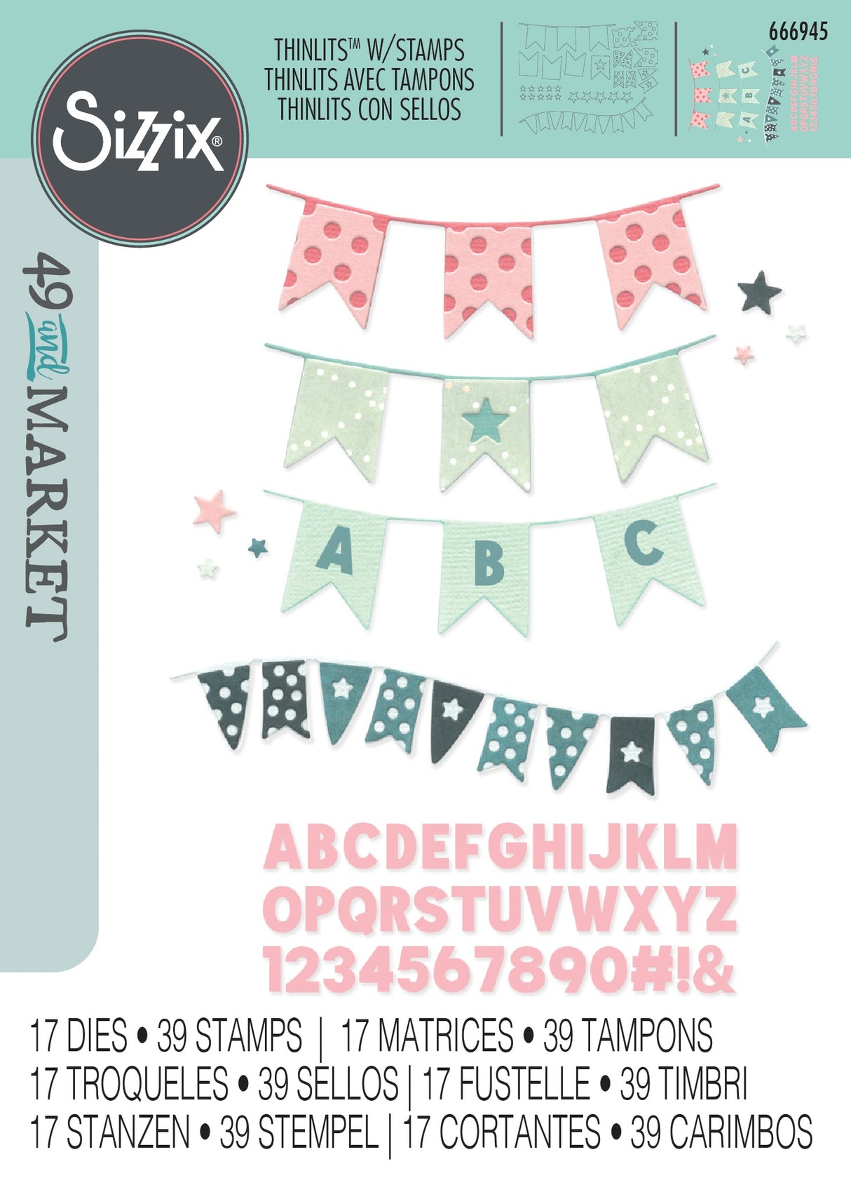 Sizzix Thinlits Die & A5 Stamp Set By 49 & Market Banner Bash