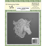 Lisa Horton Crafts 6"x6" Believe in Unicorns 3D Embossing Folder  & Stencil Bundle