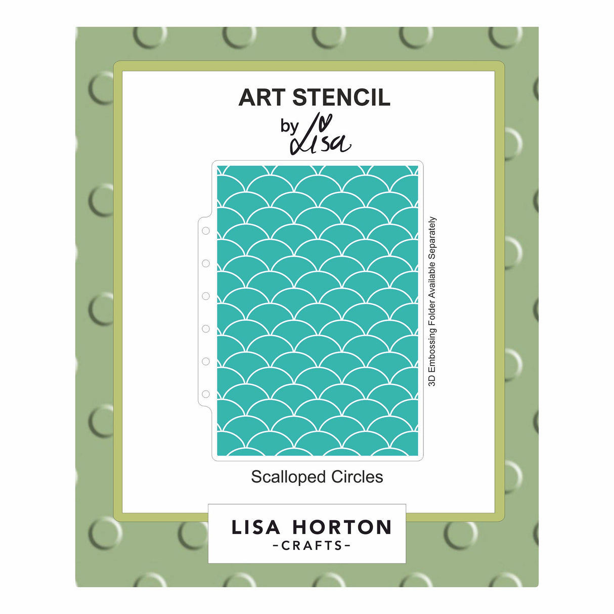 Lisa Horton Crafts 5"x7" Scalloped Circles 3D Embossing Folder & Stencil Bundle
