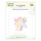 Lisa Horton Crafts 6"x6" Believe in Unicorns 3D Embossing Folder  & Stencil Bundle