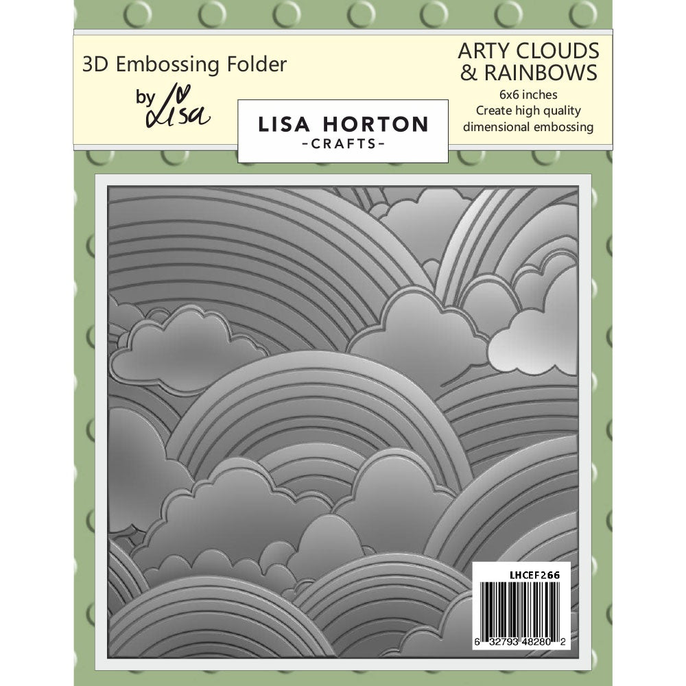 Lisa Horton Crafts 3D Embossing Folder 6"x6" Arty Clouds and Rainbows