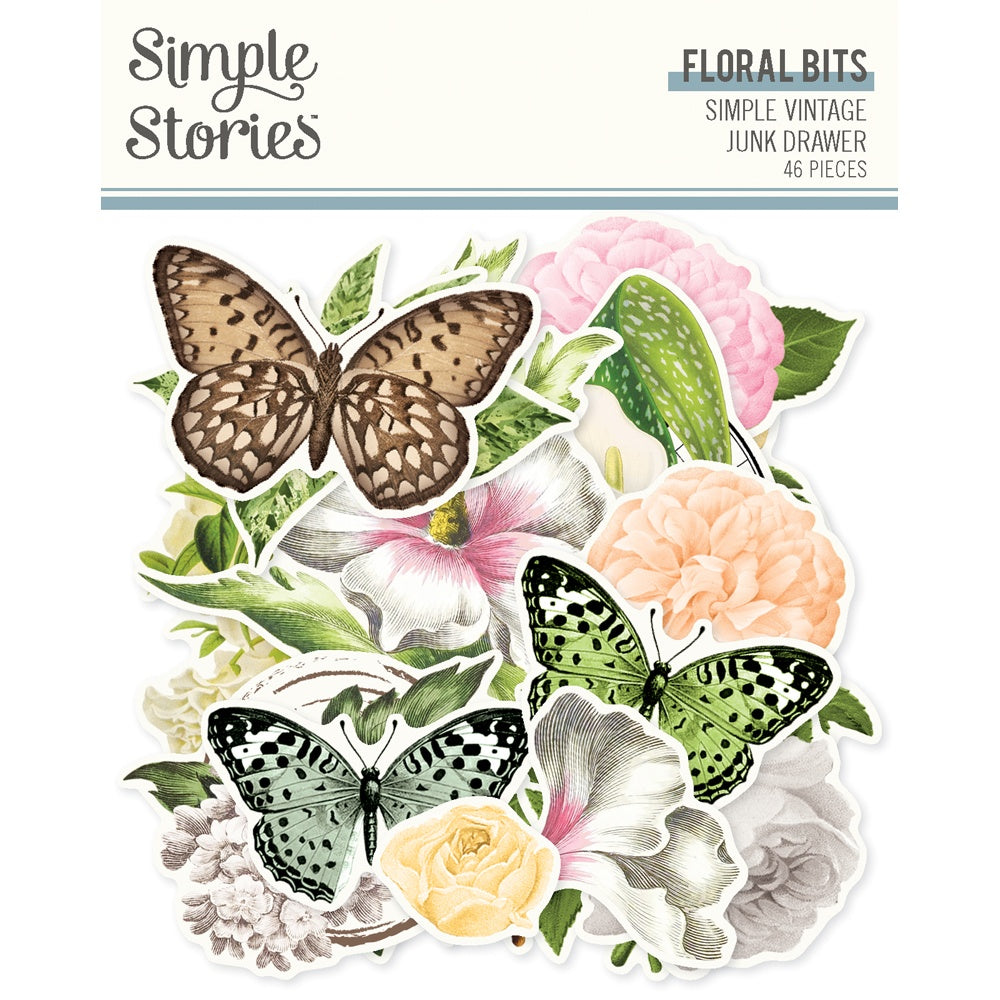 Simple Stories Floral Bits & Pieces Die Cuts 46/Pkg Simple Vintage Junk Drawer