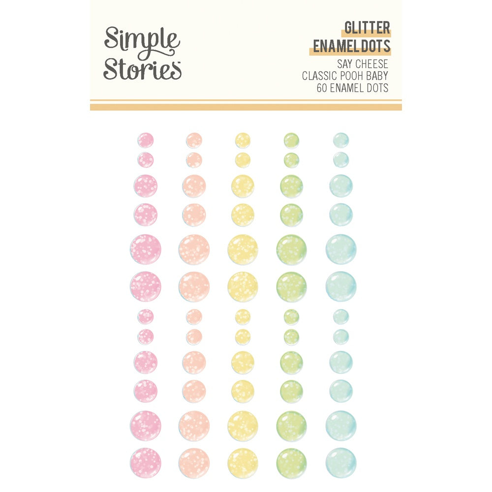 Simple Stories Glitter Enamel Dots 60/Pkg Classic Pooh Baby