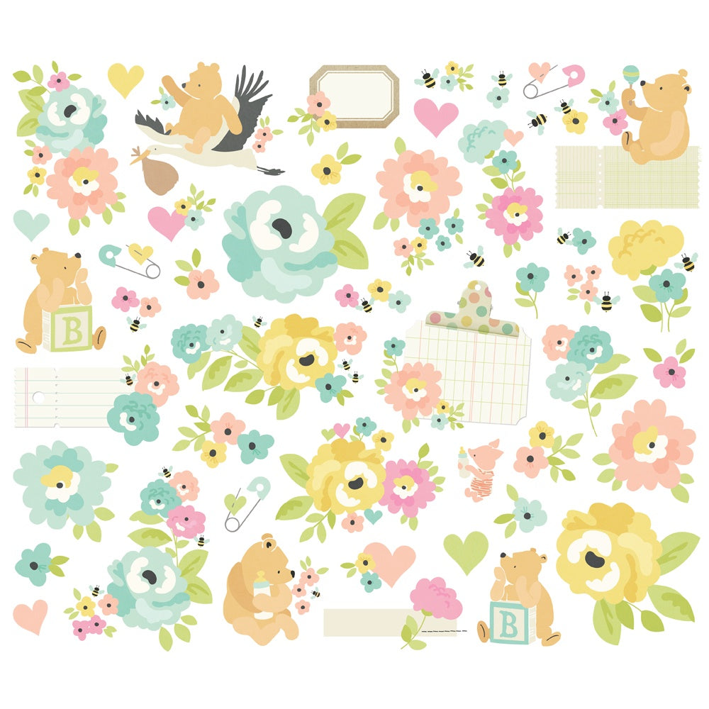 Simple Stories Floral Bits & Pieces Die Cuts 49/Pkg Classic Pooh Baby