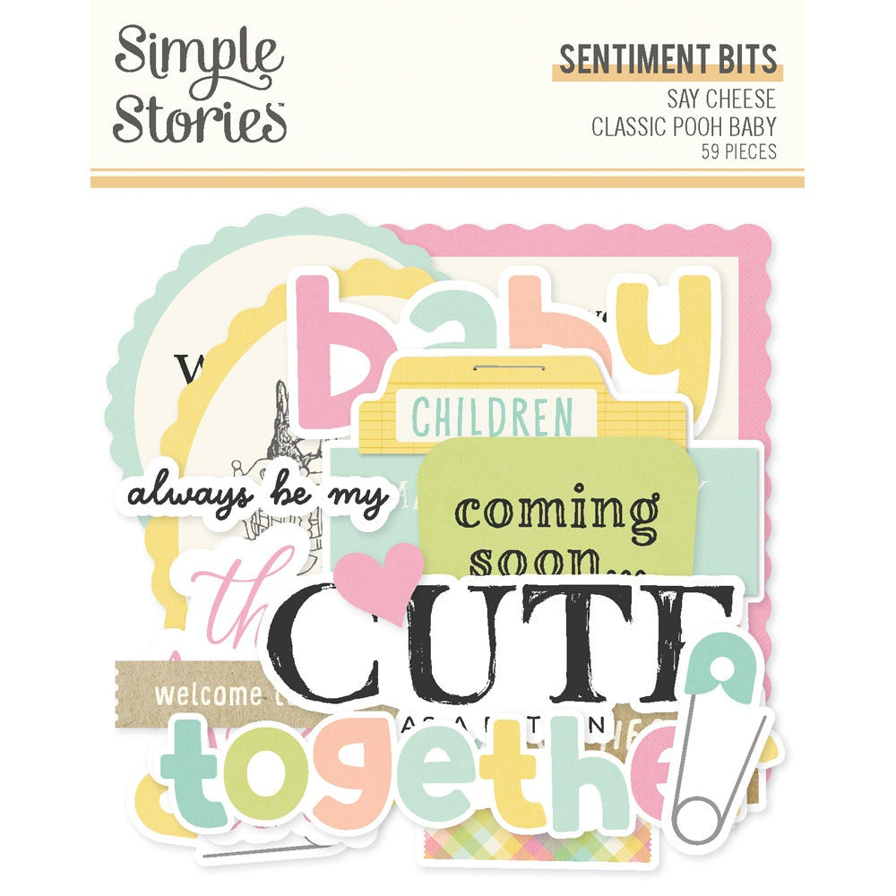 Simple Stories Sentimnet Bits & Pieces Die Cuts 59/Pkg Classic Pooh Baby