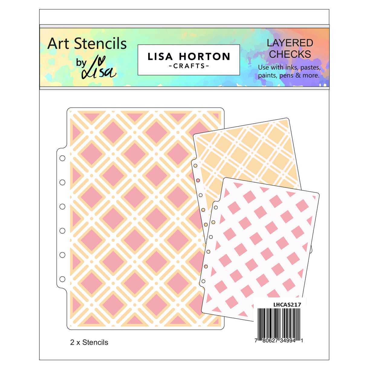 Lisa Horton Crafts A5 Layering Stencil Layered Checks