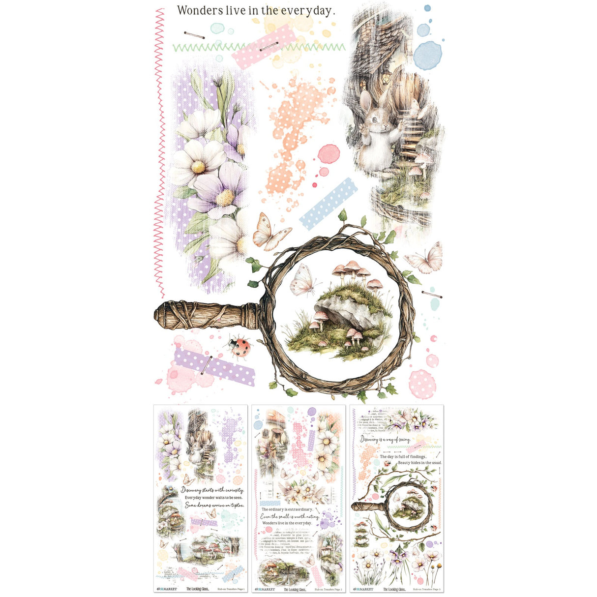 49 And Market Blendable Rub-On Transfer Set 6"X12" - The Looking Glass