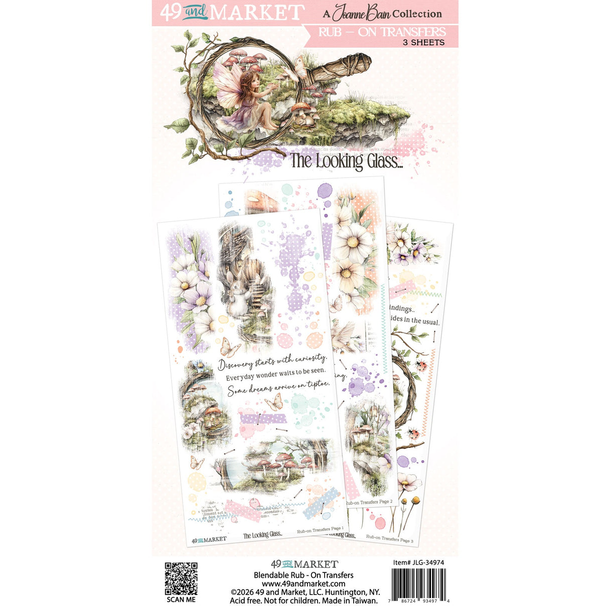 49 And Market Blendable Rub-On Transfer Set 6"X12" - The Looking Glass
