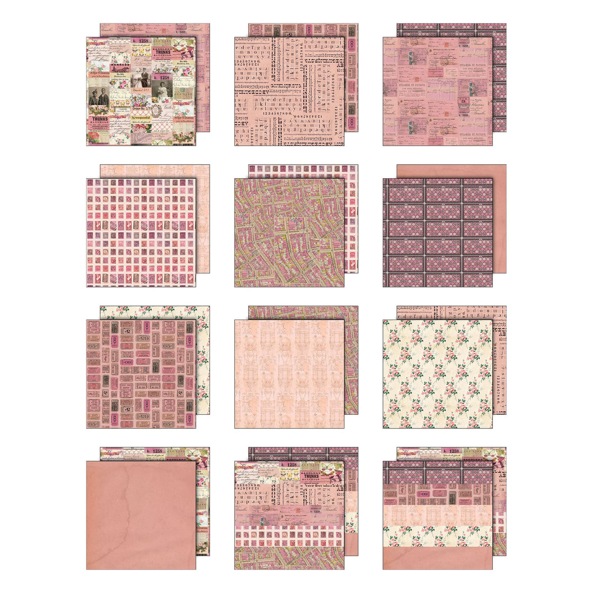Tim Holtz - Advantus Idea-ology Double-Sided Cardstock 8"X8" 12/Pkg Palette Collection: Pink