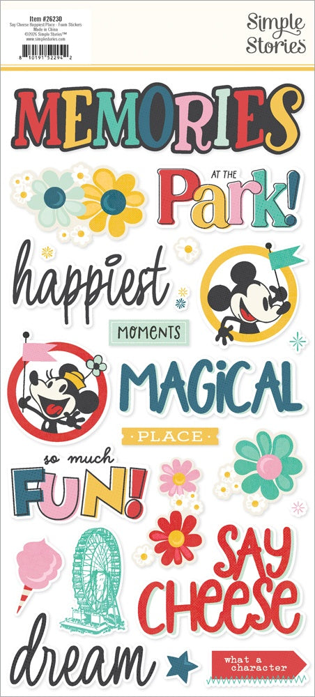 Simple Stories Say Cheese Happiest Place Foam Stickers (26230)