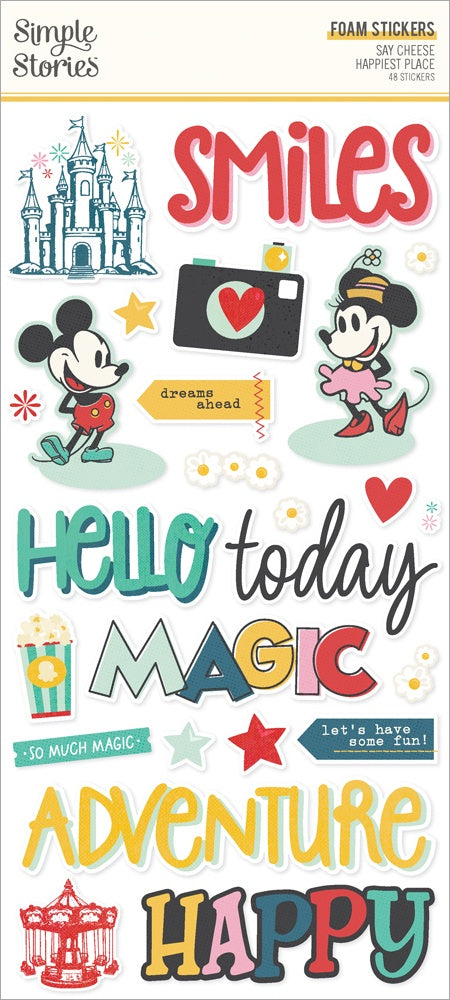Simple Stories Say Cheese Happiest Place Foam Stickers (26230)