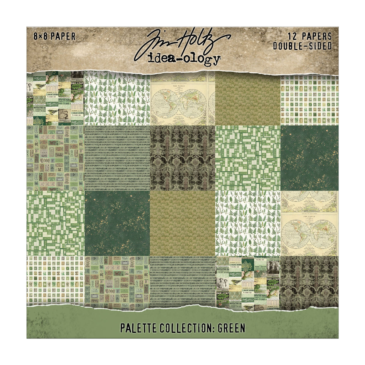 Tim Holtz - AdvantusIdea-ology Double-Sided Cardstock 8"X8" 12/Pkg Palette Collection: Green