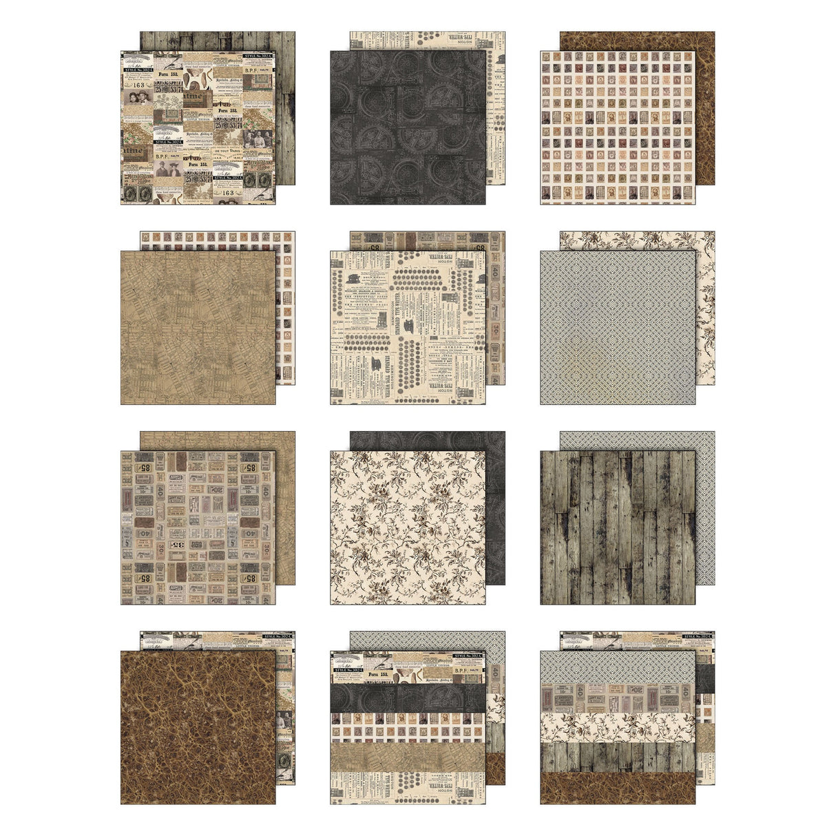Tim Holtz - Advantus Idea-ology Double-Sided Cardstock 8"X8" 12/Pkg  Palette Collection: NEUTRAL